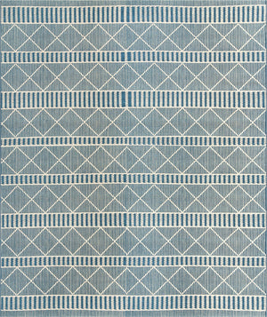 Unique Loom Outdoor Trellis Dalyan Machine Made Striped Rug Blue, Ivory 7' 10" x 10' 0"