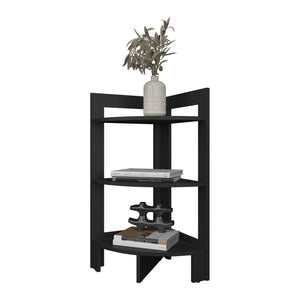 English Elm Gisela Modern Corner Shelf Three-Tier Space-Saving Display Unit for Books Decor and Storage Black 34.2 L x 16.9 W x 2.8 H B128P237171