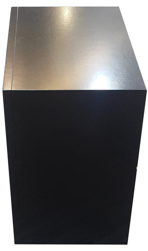 English Elm Black 2-Drawer Nightstand with Tray — Elegant Okume Veneer Bedside Storage, Durable Top, Classic Design B062P209405
