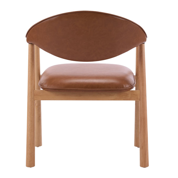 English Elm Modern Rubberwood Dining Chair Set Sculptural Curved Back Upholstered Seat Walnut Frame N768P391165O