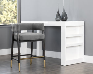 Sunpan CALLEM Counter Stool - Antonio Charcoal, Modern Open-Back Design, Durable Performance Fabric & Luxe Accents 107537