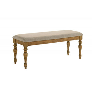 English Elm Antique Solid Oak Dining Bench with Cushion, 47" Rustic Farmhouse Seating for Kitchen, Entryway B011P375257