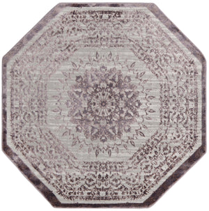 Unique Loom Aberdeen Derbyshire Machine Made Medallion Rug Violet, Ivory/Beige 5' 3" x 5' 3"