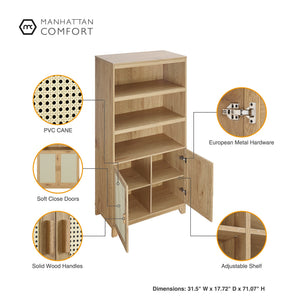 English Elm Sheridan 31" Bookcase Cabinet with 7 Shelves, Soft-Close Doors, Adjustable Shelves, Stylish Legs Natural B365P397893