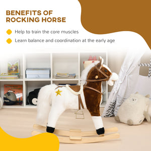 English Elm Qaba Plush Rocking Pony for Toddlers with Sound Effects and Padded Saddle Playroom Fun W2225P217696