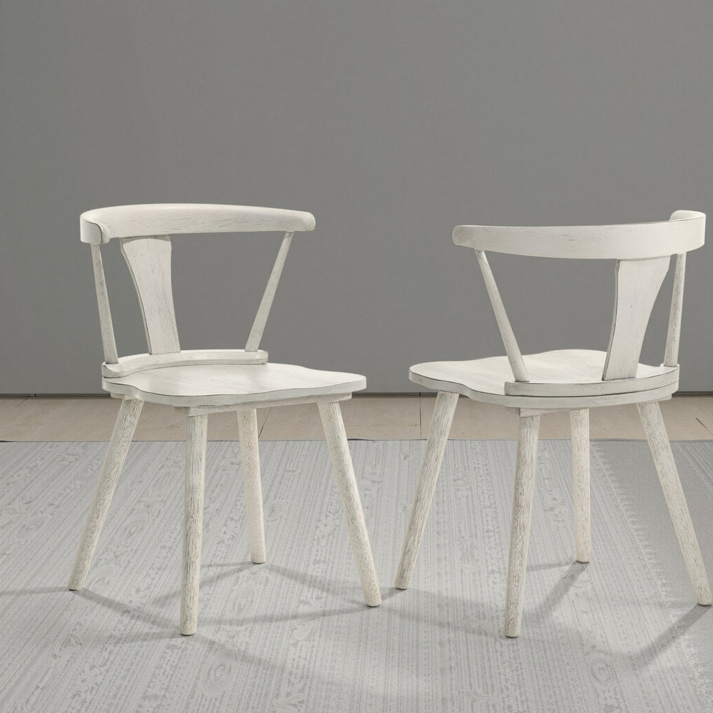 English Elm 2-piece Solid Wood Farmhouse Dining Chair Set with Weathered Rustic Finish W2537P214545