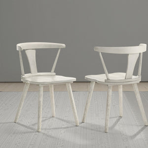 English Elm 2-piece Solid Wood Farmhouse Dining Chair Set with Weathered Rustic Finish W2537P214545