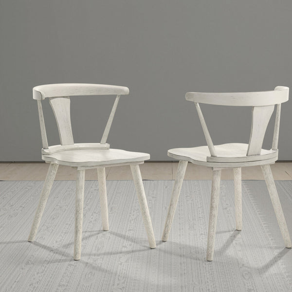 English Elm 2-piece Solid Wood Farmhouse Dining Chair Set with Weathered Rustic Finish W2537P214545