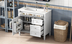 English Elm 36'' Modern Bathroom Vanity With Storage, Elegant Resin Sink, 2 Drawers & Tip-Out Drawer Design N710S136004K
