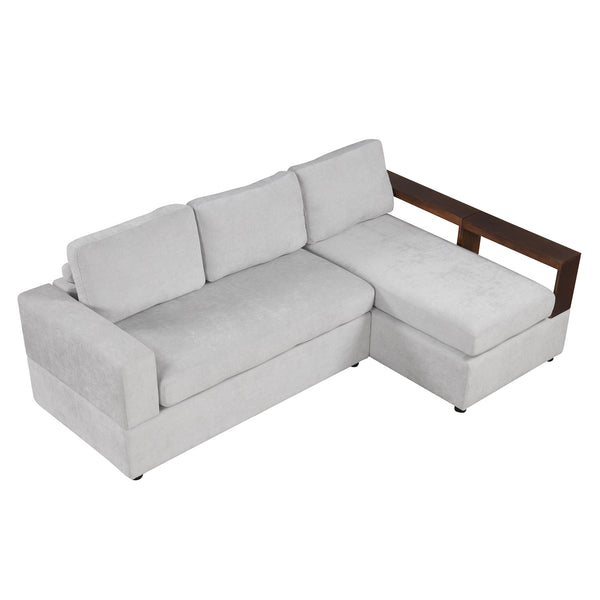 English Elm Christopher Knight Home® - 87.4" Sectional Sofa with Chaise, Chenille Upholstery, Reversible Armrests & Hidden Storage for Cozy Living Gray N763S000010E