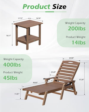 English Elm Pool Chaise Lounge Set Two Chairs Hdpe Outdoor Reclining Patio Sunbathing Furniture Brown W1859S00217