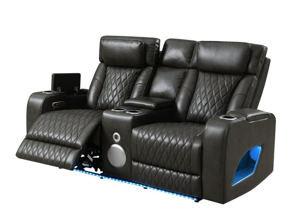 English Elm Taddeo Power Reclining Loveseat with Massage Led Console and Wireless Charging Hub B2726P435906