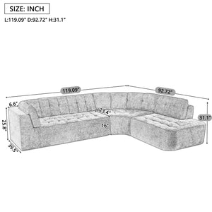 English Elm 119'' Curved L-shaped Sectional with Button Tufting and Pocket Spring Seating N760S0000048E