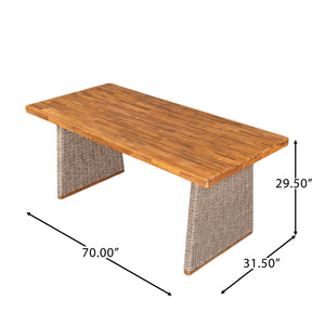 English Elm Christopher Knight Home® - Outdoor Acacia Wood Dining Table Set With Bench - Weather-Resistant, Easy Assembly, Custom Colors N773OD00039B