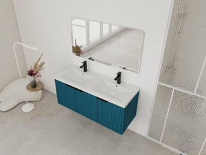 English Elm 48" Modern Wall-Mounted Bathroom Vanity With Resin Double Sink & Soft-Close Doors For Stylish Storage P1 W999S00351-GIGA