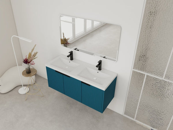 English Elm 48" Modern Wall-Mounted Bathroom Vanity With Resin Double Sink & Soft-Close Doors For Stylish Storage P1 W999S00351-GIGA