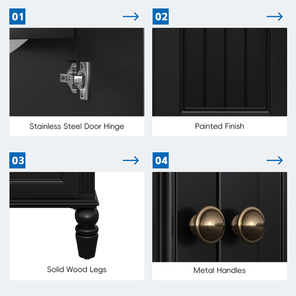 English Elm 20" Bathroom Vanity with Sink Modern MDF Cabinet with Ceramic Top, Drawer, Magnetic Door Stopper Black N725P195132B