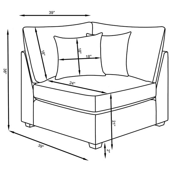 English Elm Lafayette Modular Sectional Sofa with Feather Down Cushions for Compact Living Rooms B062S01442