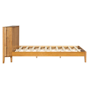 English Elm Christopher Knight Home® - Queen Solid Wood Bed with Slat Headboard, Dual 3-Layer Side Storage & Display Shelves, Sturdy Framing N758Q532728N