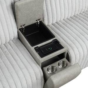English Elm Ramona Luxurious Corduroy Power Reclining Sectional with Wireless Charging, Hidden Tray & Cupholders B009S02106