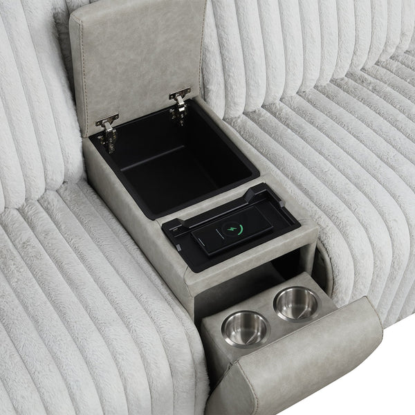 English Elm Ramona Luxurious Corduroy Power Reclining Sectional with Wireless Charging, Hidden Tray & Cupholders B009S02106