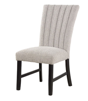 English Elm Unique Gray Boucle Parson Chairs Set of 2 with Vertical Pleats, Black Wood Legs, Modern Dining Accent B011P234754