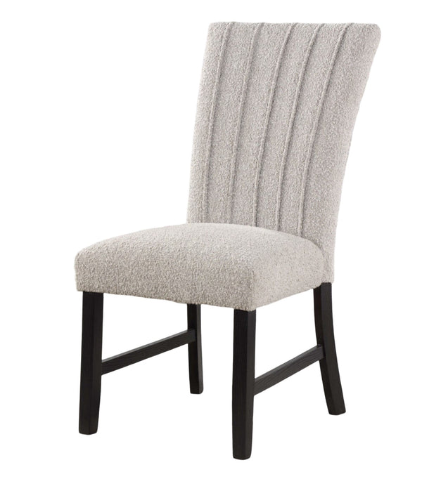 English Elm Unique Gray Boucle Parson Chairs Set of 2 with Vertical Pleats, Black Wood Legs, Modern Dining Accent B011P234754
