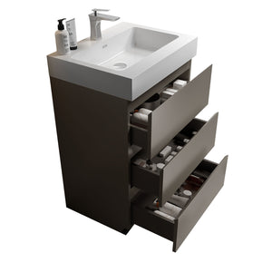 English Elm Alice 24" Gray Bathroom Vanity With One-Piece Sink, Soft-Close Drawers & Modern Storage Solution W1865S00013