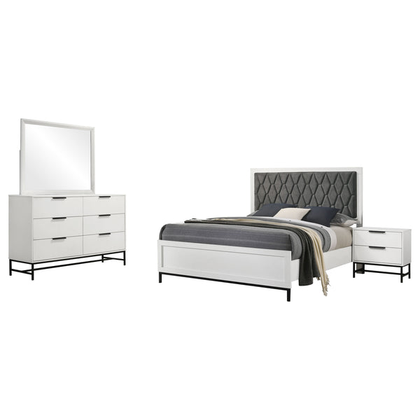 English Elm Taraval Queen Bedroom Set with Diamond Tufted Headboard and Six Drawer Dresser B062S01672