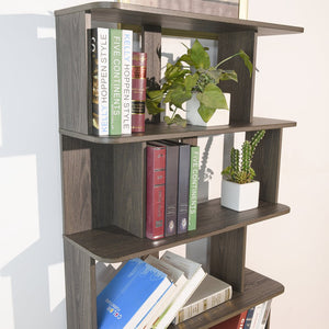 English Elm 31.5" Tall 5-tier Mdf Bookcase Slim Open Shelving Unit for Office Bedroom Living Room Dark Brown W2899P444163