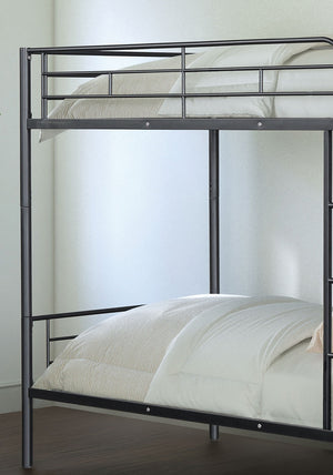 English Elm Black Twin Loft Bed with House-Style Gable, Full Metal Frame, Angled Ladder, Modern Kids Bunk Black 14 L x 80 W x 7 H B2741P348880