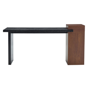 English Elm Modern Wood Grain Console Table with Two Tier Shelving for Entryway or Living Room Black,Walnut W3875S00031
