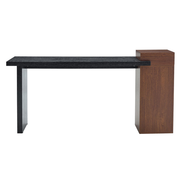 English Elm Modern Wood Grain Console Table with Two Tier Shelving for Entryway or Living Room Black,Walnut W3875S00031