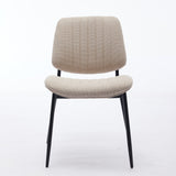 Set of 2 Modern Retro Linen Dining Chairs with Bentwood Back, Metal Legs, Adjustable Foot - Beige Linen