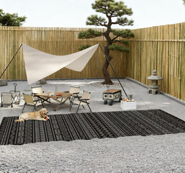 English Elm Geometric Reversible Polypropylene Outdoor Rug Uv Resistant Waterproof Patio Deck Mat T3971P421245