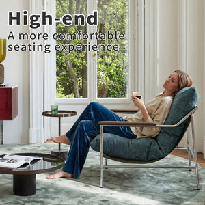 English Elm Accent Sling Chair Mid Century Modern Upholstered Fabric Seat for Living Room Bedroom W3851P452791