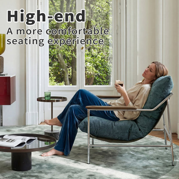 English Elm Accent Sling Chair Mid Century Modern Upholstered Fabric Seat for Living Room Bedroom W3851P452791