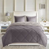 Madison Park Essentials Larkspur Casual 3M Scotchgard Diamond Quilting Reversible Down Alternative Comforter Set MPE10-616 Charcoal/Grey