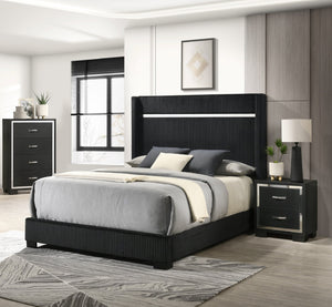 English Elm Modern Sleek 4-Drawer Bedroom Chest with Metal Handles, Contemporary Wooden Dresser for Storage and Style Black 34.02 L x 18.39 W x 47.72 H B2741P371619
