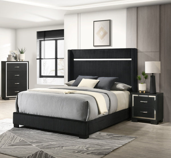 English Elm Modern Sleek 4-Drawer Bedroom Chest with Metal Handles, Contemporary Wooden Dresser for Storage and Style Black 34.02 L x 18.39 W x 47.72 H B2741P371619