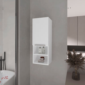 English Elm Milwaukee Mirror Medicine Cabinet White — Spacious 2 Interior Shelves, 2 Open Bottom Shelves, Water‑Resistant Engineered Wood 32" H B128P148746
