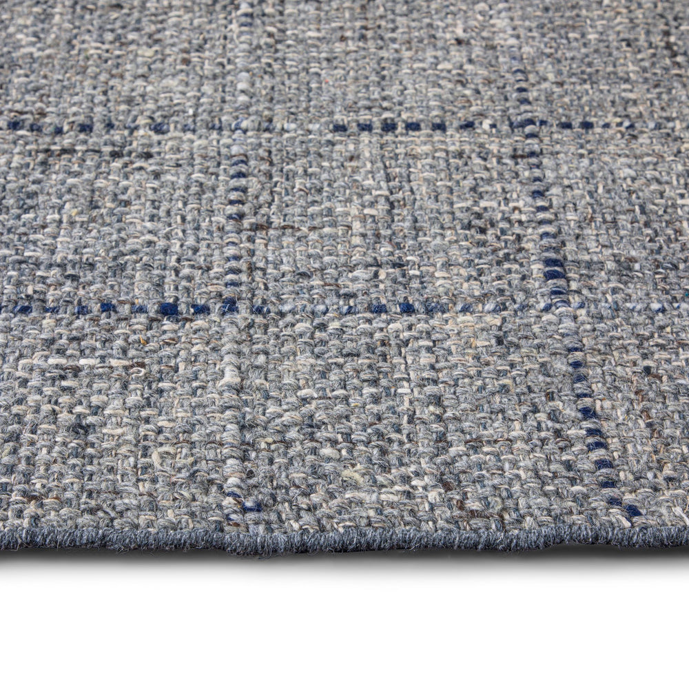 English Elm Tenney Handwoven 6x9 Wool Area Rug in Grey & Blue with Hand-Knotted Fringe, Durable 0.3" Thickness B136P188397