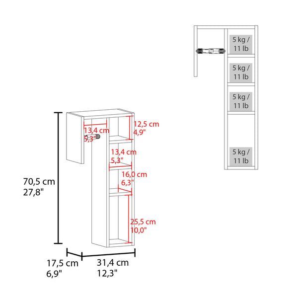 English Elm Lodi Slim Freestanding Toilet Paper Cabinet in Kronos White — Vertical Space-Saving Storage, Concealed Compartment B200P368107