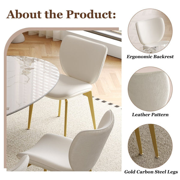 English Elm Set Of 2 Elegant Pu Leather Dining Chairs With Gold-Plated Steel Legs For Modern Home Décor W509P375683-GIGA