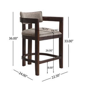 English Elm Christopher Knight Home® - 26" Contemporary Upholstered Counter Stool Set of 2 with Curved Solid Wood Back, Durable Rubberwood Frame Espresso,taupe N771P361764O