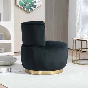English Elm 360 Velvet Swivel Barrel Chair with Plush Foam Cushion, 360° Rotating Accent Seat for Living Room Black W395P145393