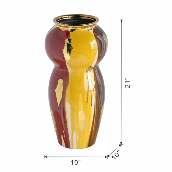 English Elm 10x10x20.9" Tall Ceramic Floor Vase Abstract Glazed Sculptural Accent for Console Shelf W2078P445038