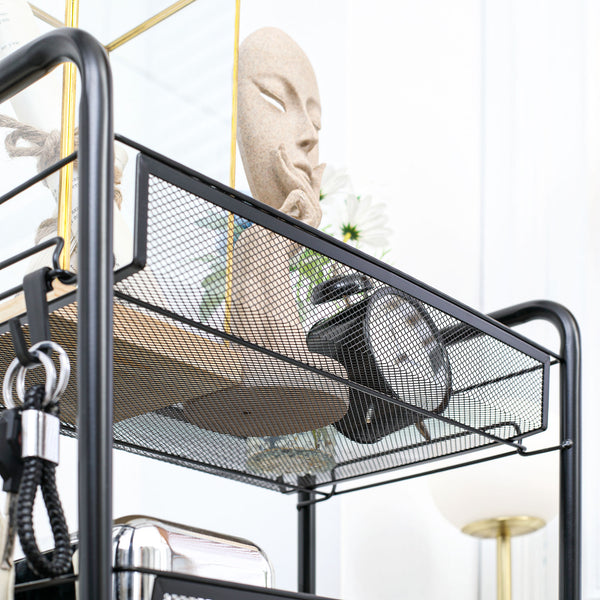 English Elm HOMCOM 5-Tier Rolling Utility Cart with Removable Wire Baskets, Steel Frame, Wheels & Brakes, Black W2225P217726