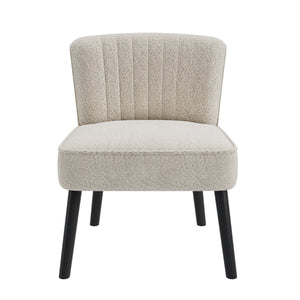 English Elm Shellback Boucle Accent Chair with Channel Tufted Back for Living Room or Bedroom B127P286650