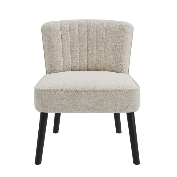 English Elm Shellback Boucle Accent Chair with Channel Tufted Back for Living Room or Bedroom B127P286650